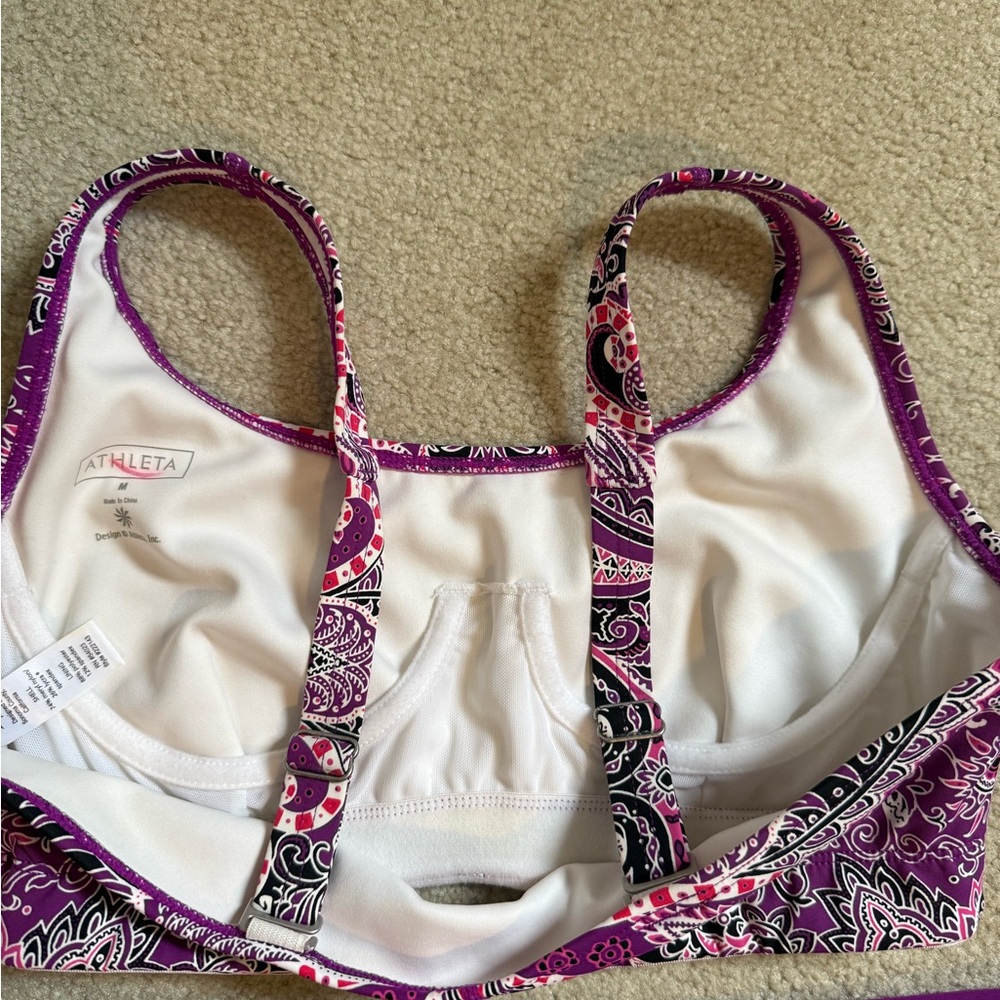 Athleta Women's Purple Paisley Underwire Bathing Suit Two Piece Swim Set Sz M - Picture 6 of 7